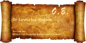 Orlovszky Baksa névjegykártya